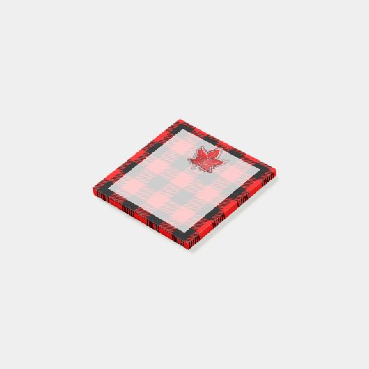 Buffalo Rood en Zwart speldenkapel Leaf Post-it® Notes (Schuin)