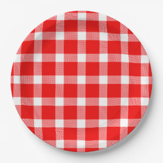 Buffalo Rood Wit Geruit Vakantie Picknick Klassiek Papieren Bordje