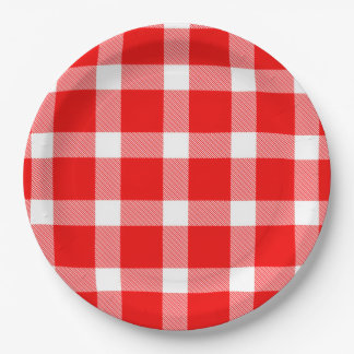 Buffalo Rood Wit Geruit Vakantie Picknick Klassiek Papieren Bordje