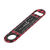 Buffalo rustique Plaid Red Black Monogramme Nom (Devant angulaire)