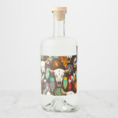 Buffalo Skull Native American Emblem Likeurfles Etiket (Voorkant)