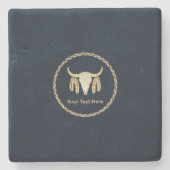 Buffalo Skull Stenen Onderzetter (Voorkant)