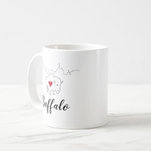 Buffalo Skyline Illustration Coffee Mok (Voorkant links)