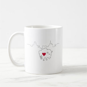 Buffalo Skyline Illustration Coffee Mok