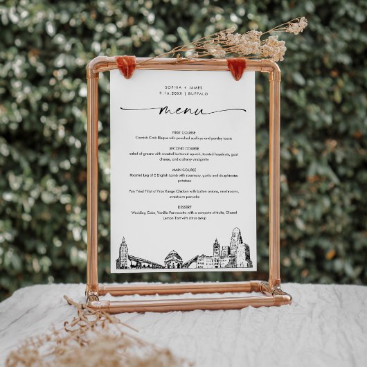 Buffalo Skyline Mariage Diner Carte menu 5x7