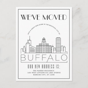 Buffalo Skyline Modern Deco Adres Gewijzigd Aankondigingskaart