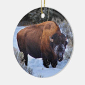 Buffalo Sneeuwfoto Keramisch Ornament (Links)