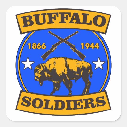 BUFFALO SOLDATEN BURGEROORLOG LOGO VIERKANTE STICKER (Voorkant)