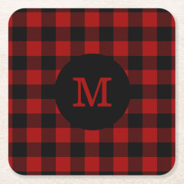 Buffalo speldenmonogram vierkante kartonnen onderzetter