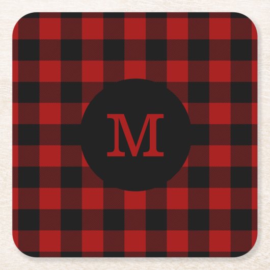 Buffalo speldenmonogram vierkante kartonnen onderzetter (Voorkant)