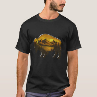 Buffalo Sunset Mountain-Nature Wildlife Adventure  T-shirt