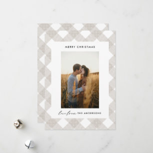 Buffalo tartan modern natuurlijk 1 foto Kerstmis H Feestdagenkaart