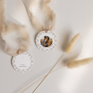 Buffalo tartan moderne natuurlijke foto Kerstmis Bedankjes Labels