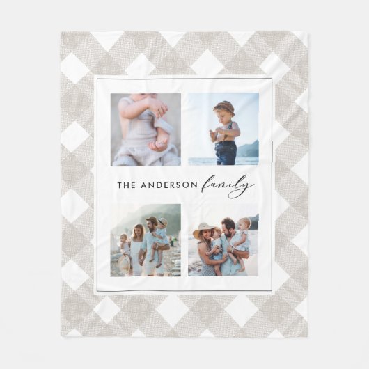 Buffalo tartan moderne natuurlijke vierfotokerst fleece deken (Voorkant)