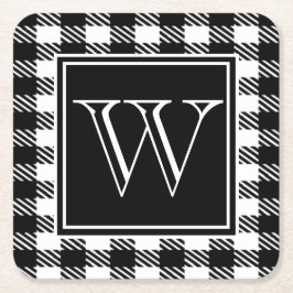 Buffalo Uw kleur en monogram afspelen Vierkante Kartonnen Onderzetter