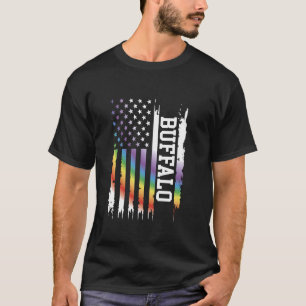 Buffalo Verenigde Staten Distressed Rainbow Amerik T-shirt