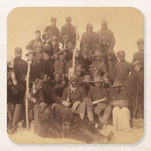 Buffalo Warriors: Amerikaanse zwarte cavalerie Vierkante Kartonnen Onderzetter