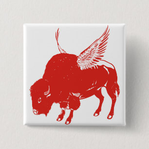 Buffalo Wings Vierkante Button 5,1 Cm