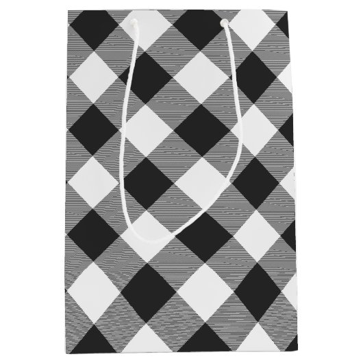 Buffalo Witte en zwarte vierkantjes geplakt Medium Cadeauzakje (Voorkant)