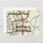 Buffalo Wyoming  Map Briefkaart (Voorkant / Achterkant)