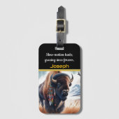 Buffalo's grazen in Mountain Valley Bagagelabel (Voorkant (verticaal))