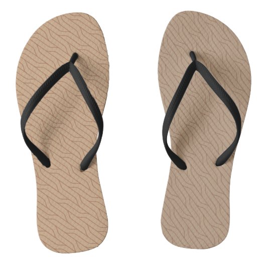 Buffed Beige Mocha Mousse Brown Wavy Line Pattern Teenslippers (Voetbed)