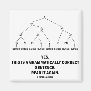 Buffel (8 keer) Grammaticaal correcte zin Magneet