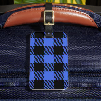 Buffel Check Blauw & Zwart Lumberjack Plaid Decor Bagagelabel