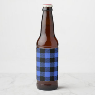 Buffel Check Blauw & Zwart Lumberjack Plaid Decor Bier Etiket