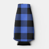 Buffel Check Blauw & Zwart Lumberjack Plaid Decor Flesjeskoeler (Voorkant)
