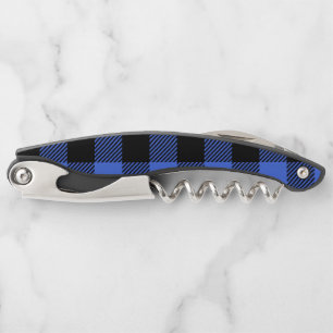 Buffel Check Blauw & Zwart Lumberjack Plaid Decor Kurkentrekker