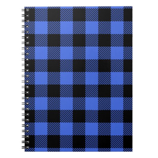 Buffel Check Blauw & Zwart Lumberjack Plaid Decor Notitieboek (Voorkant)