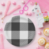 Buffel Check Wit en Zwart Vierkantjes Plakt Groot Papieren Bordje (Feest)