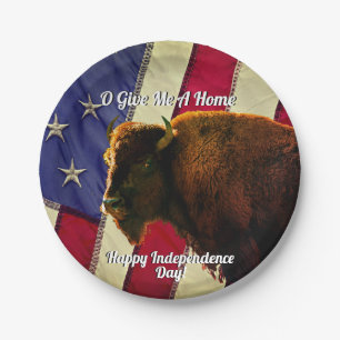 Buffel en Amerikaanse Vlag Patriottisch Papieren Bordje