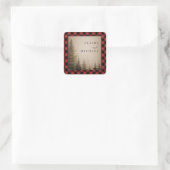 Buffel geruite Evergreen Bomen Bruiloft Vierkante Sticker (Tas)