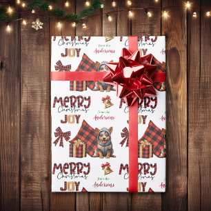 Buffel Plaid Aussie Rundvee Hond Puppy Kerstmis Cadeaupapier