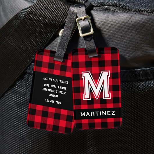 Buffel Plaid Bagagelabel met Monogram