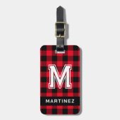 Buffel Plaid Bagagelabel met Monogram (Voorkant verticaal)