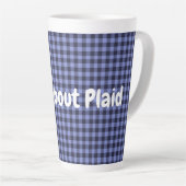 Buffel Plaid Blauw & Zwart Monogram Eenvoudig | Latte Mok (Rechterhoek)