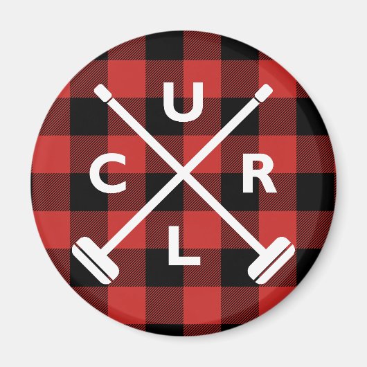 Buffel Plaid Crossed Brooms Magnet - Rood Magneet (Voorkant)