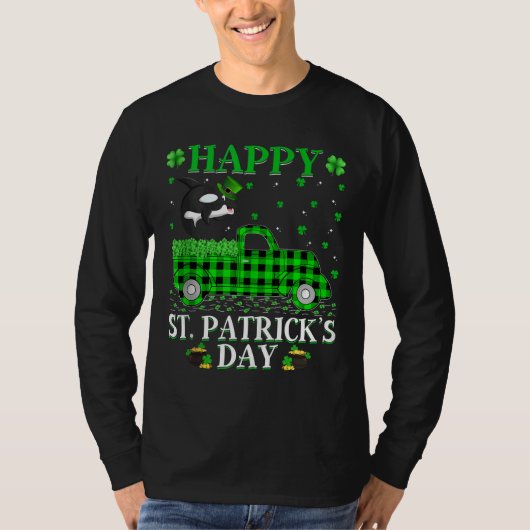 Buffel Plaid Groene Vrachtwagen Orka Fish St Patri T-shirt (Voorkant)
