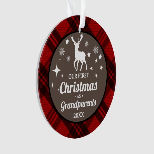 Buffel Plaid Grootouders Eerste Kerstmis Ornament (voorkant)