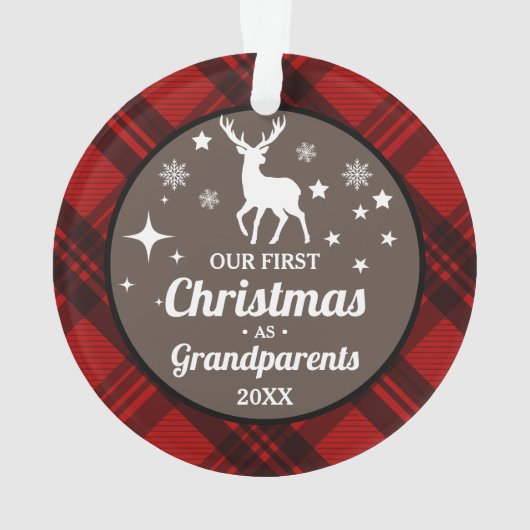 Buffel Plaid Grootouders Eerste Kerstmis Ornament (achterkant)