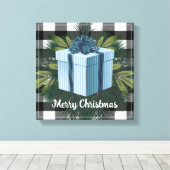 Buffel Plaid Kerstcadeau | Blauw Canvas Afdruk (Insitu (Houten vloer))