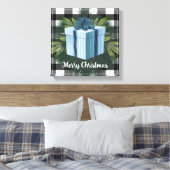 Buffel Plaid Kerstcadeau | Blauw Canvas Afdruk (Insitu (Slaapkamer))
