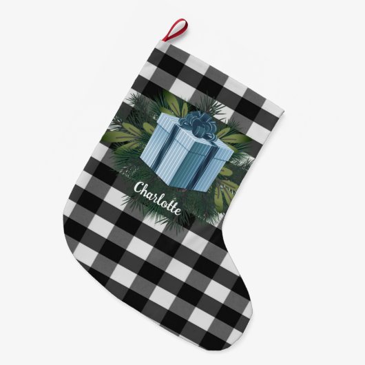 Buffel Plaid Kerstcadeau | Blauw Grote Kerstsok (Voorkant (Hangend))