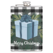 Buffel Plaid Kerstcadeau | Blauw Heupfles (Voorkant)