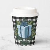 Buffel Plaid Kerstcadeau | Blauw Papieren Bekers (Voorkant)