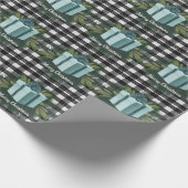 Buffel Plaid Kerstcadeau | Blauwgroen kerst Cadeaupapier (Hoek)