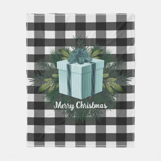 Buffel Plaid Kerstcadeau | Blauwgroen vakantie Fleece Deken (Voorkant)